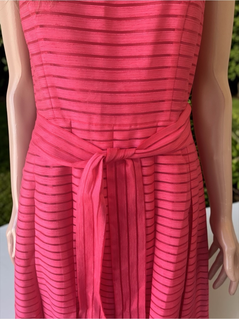 Tommy Hilfiger Pink Coral Fit & Flare Dress Size 6 Belted Lined - Picture 7 of 10